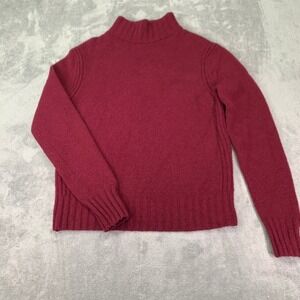 J.Crew Women's Medium Burgundy Mock Neck Merino Alpaca Wool Blend Sweater